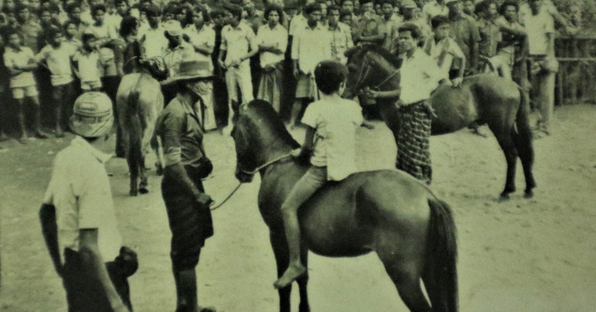 Para joki dan pemilik kuda mempersiapkan kuda masing-masing, lokasi diperkirakan di arena pacuan kuda di Ippi, Kota Ende (Foto: Arsip keluarga Lius Kato)